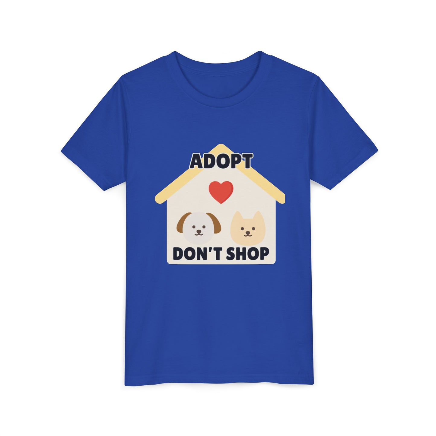 Adopt Don't Shop Youth Tee, Kid's Animal Love Shirt, Animal Rescue T-Shirt, Pet Adoption Awareness Tee, Gift for Dog and Cat Lovers