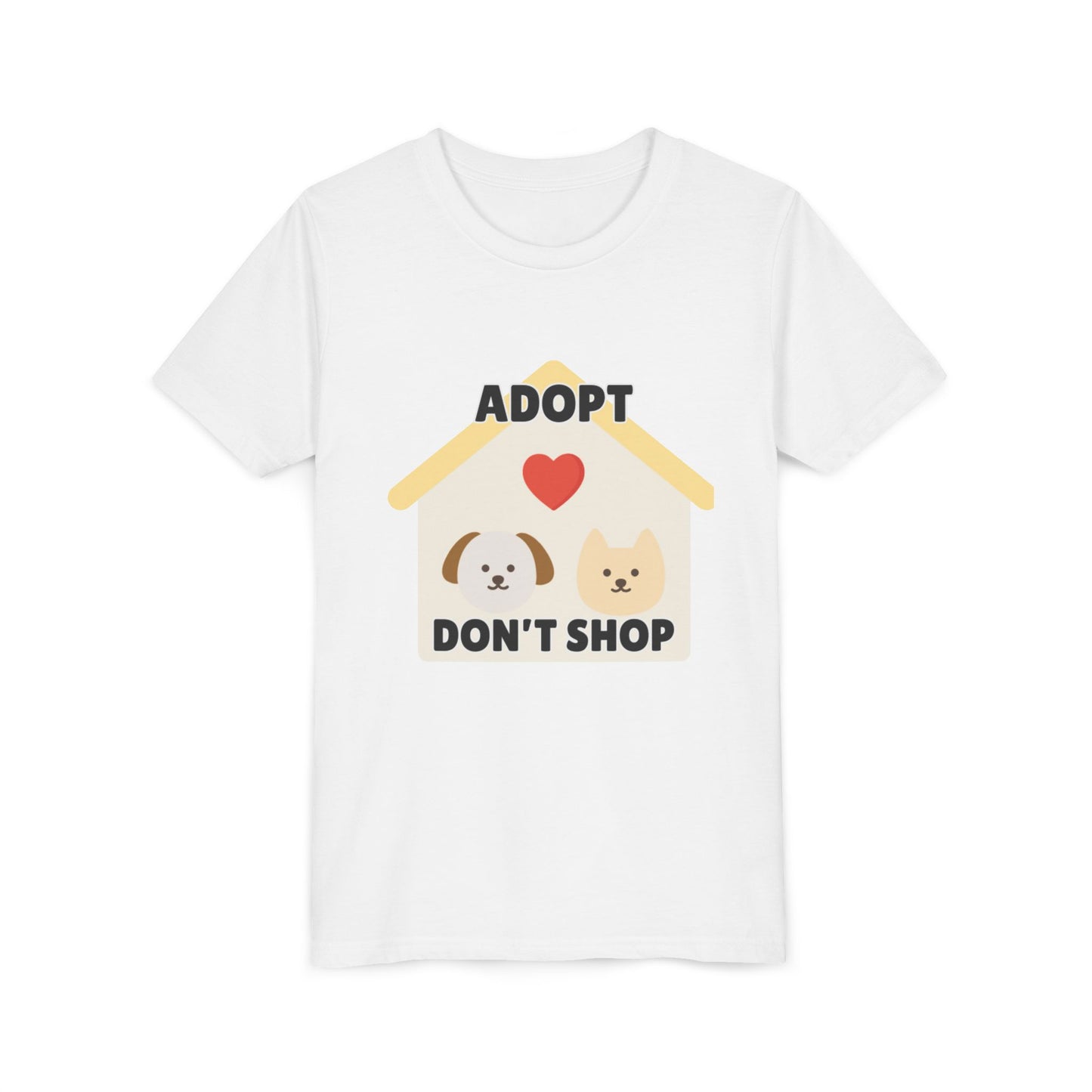 Adopt Don't Shop Youth Tee, Kid's Animal Love Shirt, Animal Rescue T-Shirt, Pet Adoption Awareness Tee, Gift for Dog and Cat Lovers