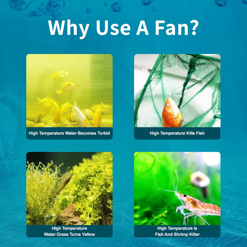 Jebao Jecod ACF Series Aquarium Cooling Fan Mute Automatic Temperature Control Fan Marine Aquarium Cooler Accessoires 12V 3W 4W