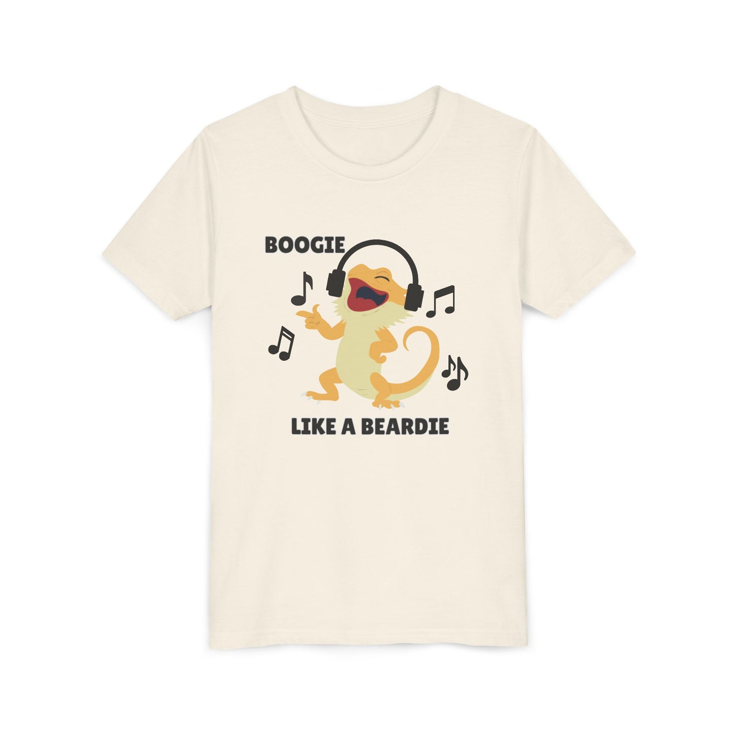 Boogie like a Beardie Bearded Dragon Youth Short Sleeve Tee with Fun Music Design, Kids Music Shirt, Casual Summer Top