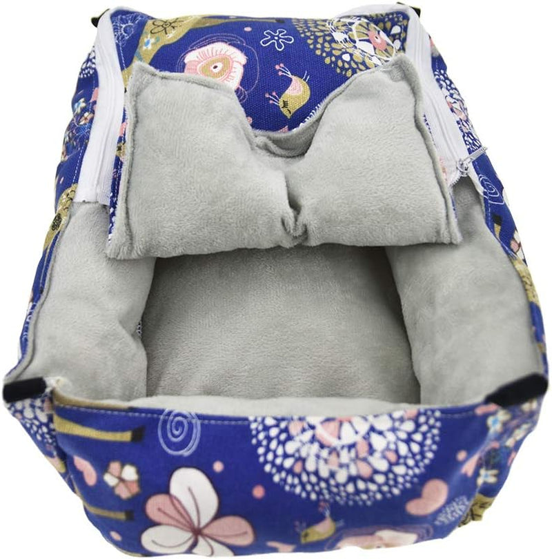 Winter Warm Guinea Pig Rabbit Hedgehog Bed Sugar Glider Squirrel Hamster Hanging Cave Bed Snuggle Sack for Cage Accessories (13.7X9.8X3.1 Inch (Pack of 1), Blue)
