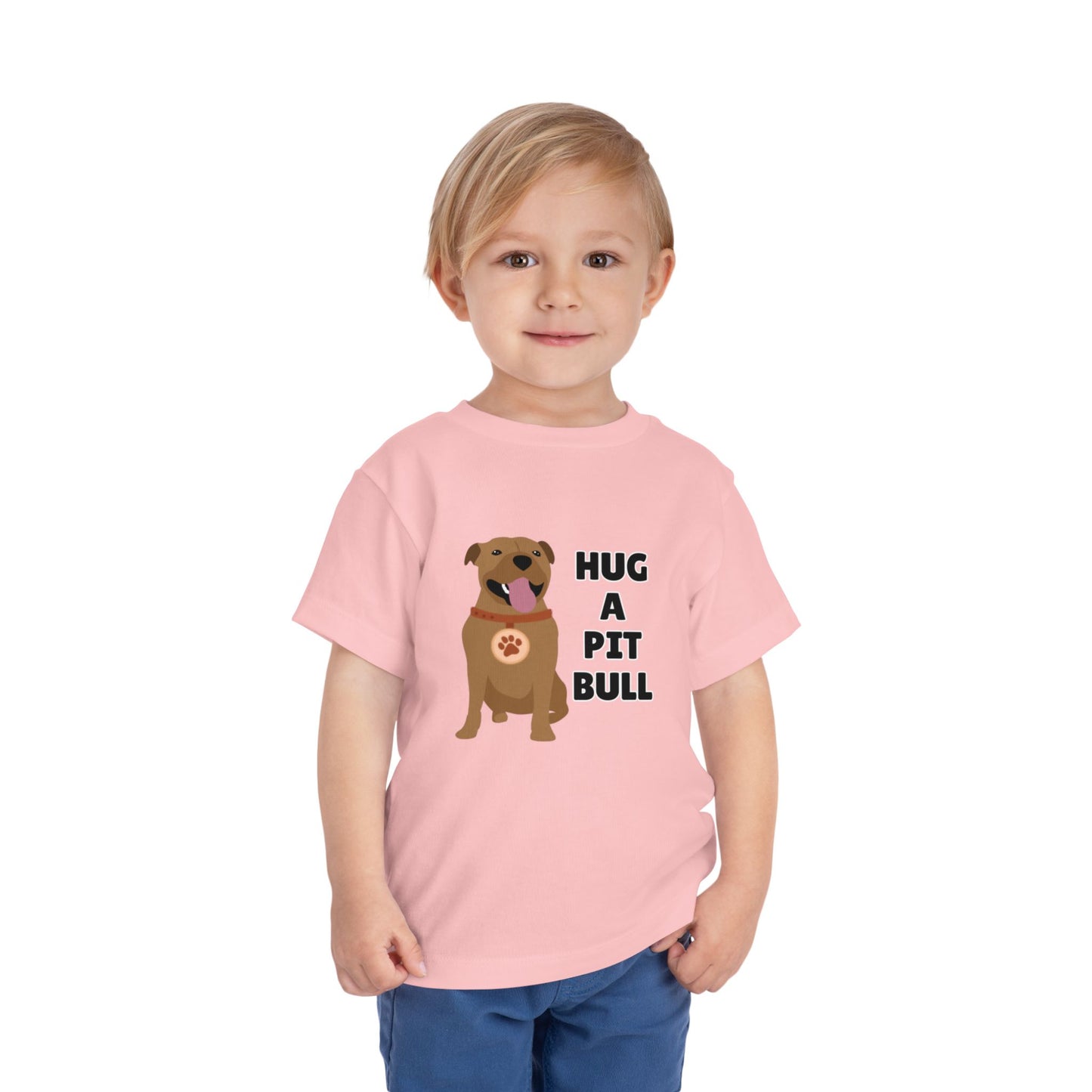 Toddler Sizes: Hug a Pitbull, Animal Rescue, Animal Adoption, Pit Bull Love Tee - Cute Short Sleeve Shirt for Kids, Animal Lovers Gift, Dog Lover Apparel, Playful Toddler Outfit, Funny Pet Tee