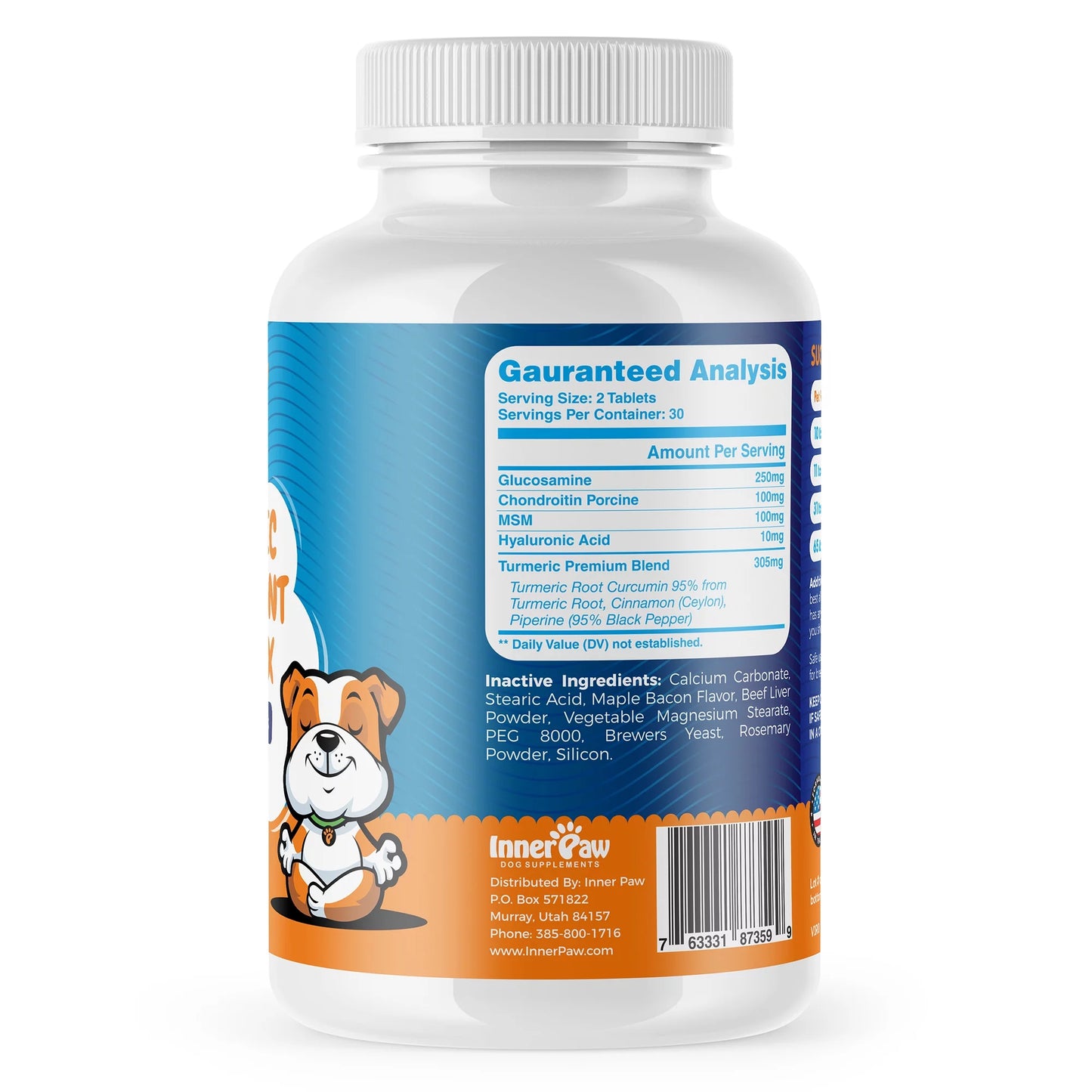 Turmeric Hip & Joint Chewable Tablets for Dogs - Maximum Strength - MSM - anti Inflammatory - Pain Relief - Joint Health - 60 Chewable Tablets
