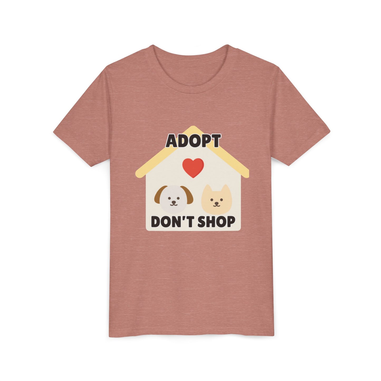 Adopt Don't Shop Youth Tee, Kid's Animal Love Shirt, Animal Rescue T-Shirt, Pet Adoption Awareness Tee, Gift for Dog and Cat Lovers