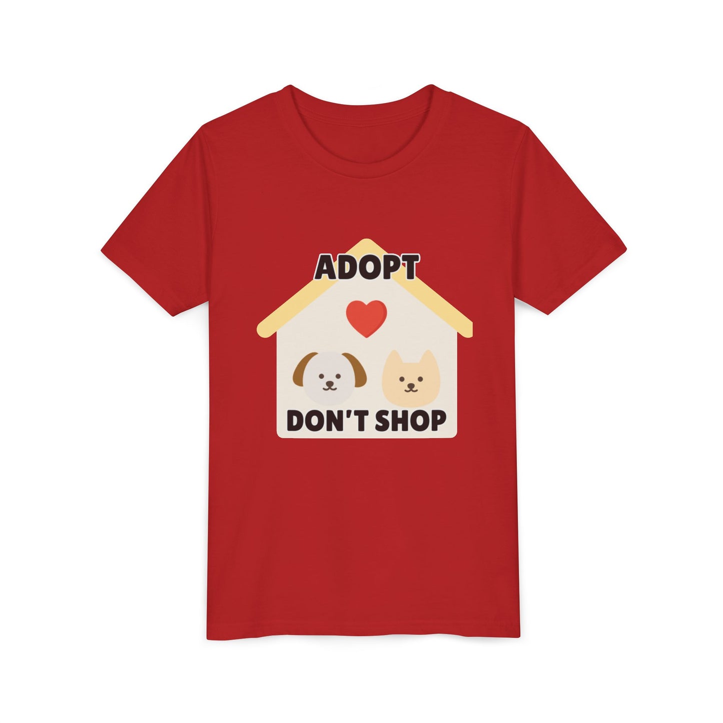Adopt Don't Shop Youth Tee, Kid's Animal Love Shirt, Animal Rescue T-Shirt, Pet Adoption Awareness Tee, Gift for Dog and Cat Lovers