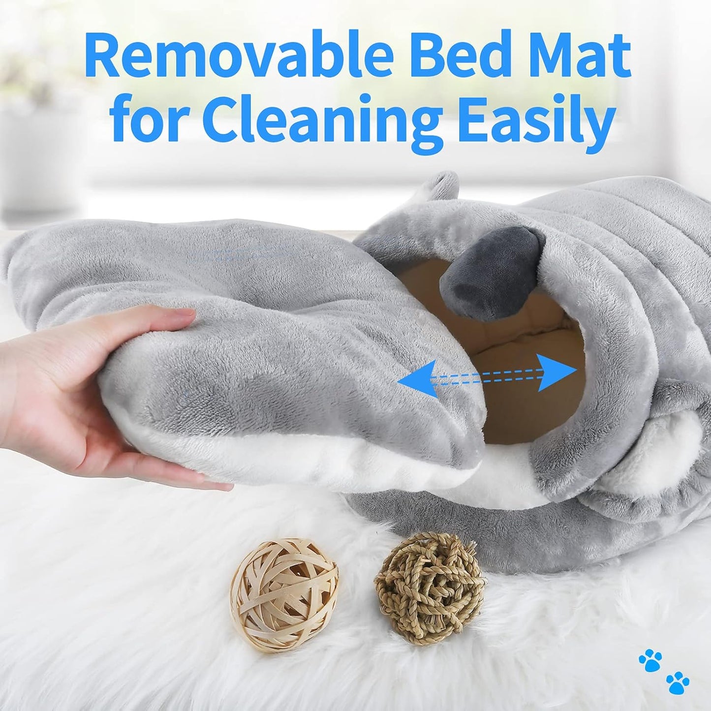 Small Animal Bed House with Bed Mat, Lovely Design and Super Soft & Warm, Made for Rabbit, Guinea Pig, Hamsters & Bunny (Koala)