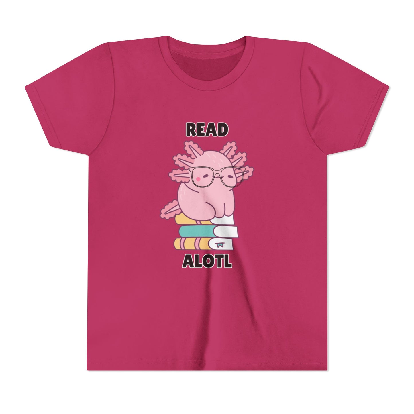 Youth Short Sleeve Tee Read Alotls Design - Fun Kids' Tee, Perfect for Book Lovers, Reading Theme, School Wear
