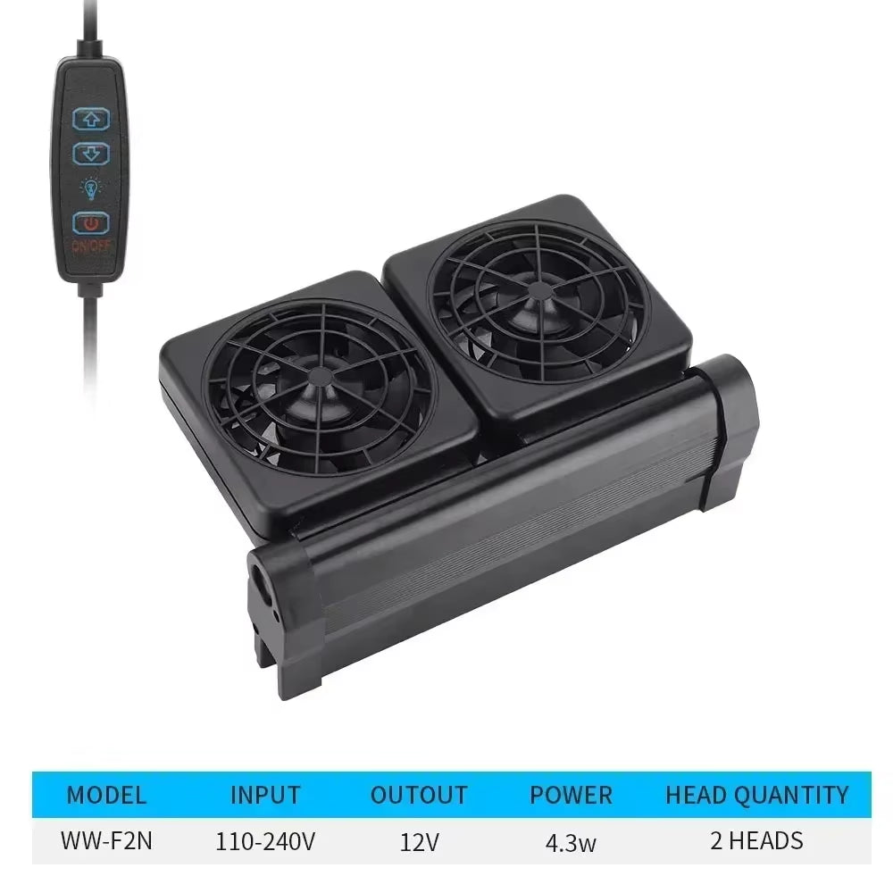 Fish Tank Fan Silent Adjustable 8-Speed Wind Speed Automatic Temperature Control Water Cooled Fish Tank Fan Aquarium Accessories