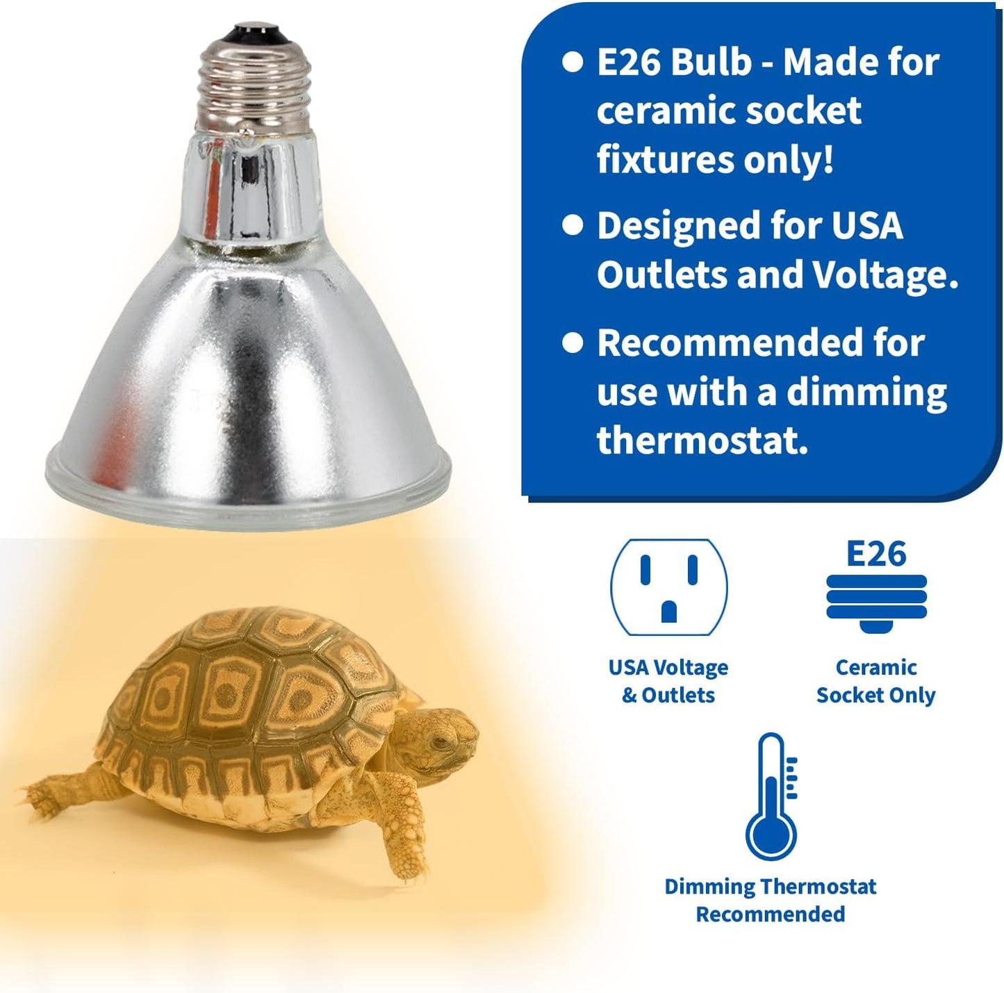 50W Halogen Heat Lamp (4 Pack) for Reptiles - Warming UVA and Infrared Light for Turtles, Tortoises, Bearded Dragons - Heating Bulb Accessories, Designed for Ceramic Sockets (50 Watt)