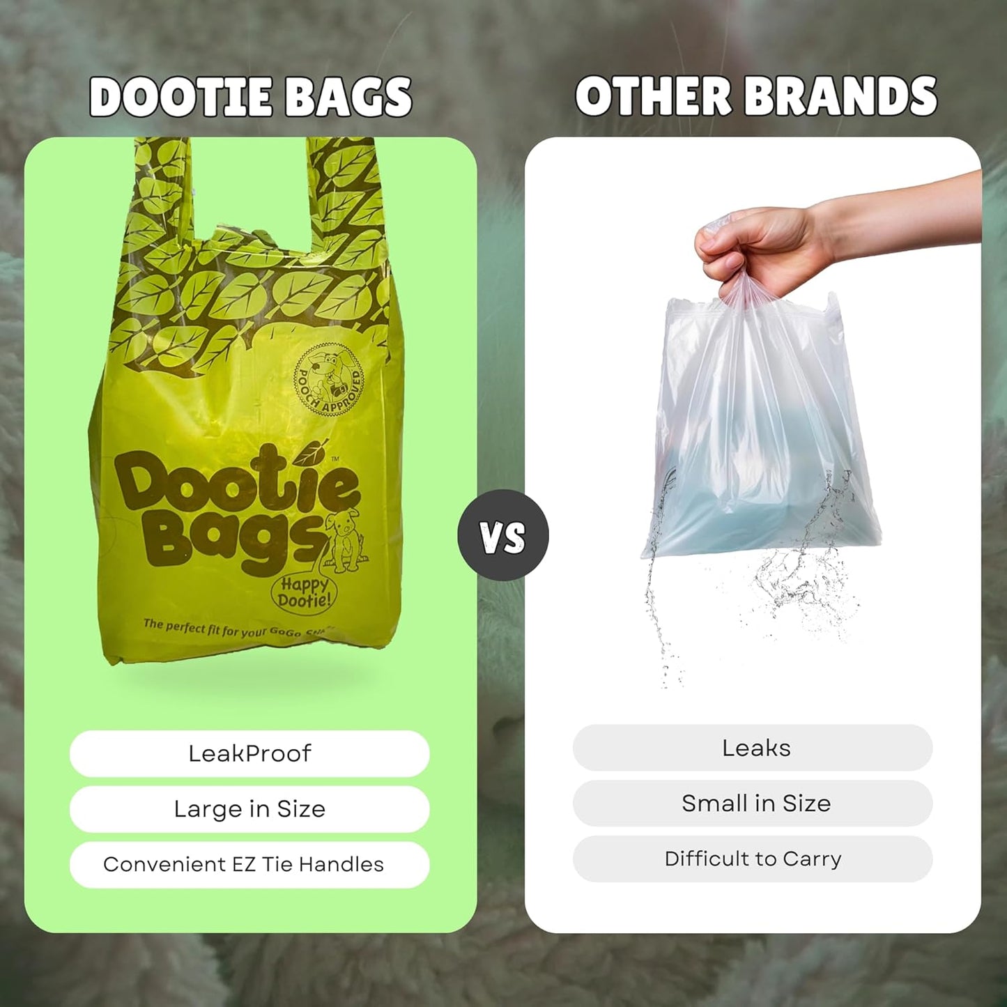Pooch Approved Dootie Bags - Dog Poop Bags - Tie-Handles - 100 Count Dootie Strong Leakproof Bags - Perfect for Dogs & Cats - Litter - Pet Waste Cleanup - Swivel Bin & Scoopers