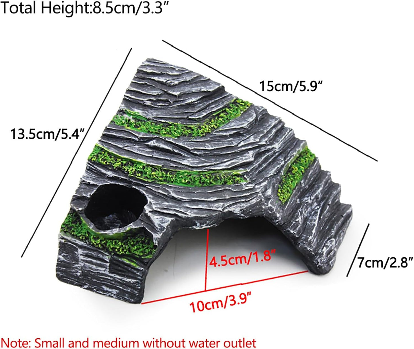 Reptile Box Shelter Terrarium Hideout Caves Turtle Ramp Basking Platform Habitat Decor Humidify Hide Cave Resin Rock