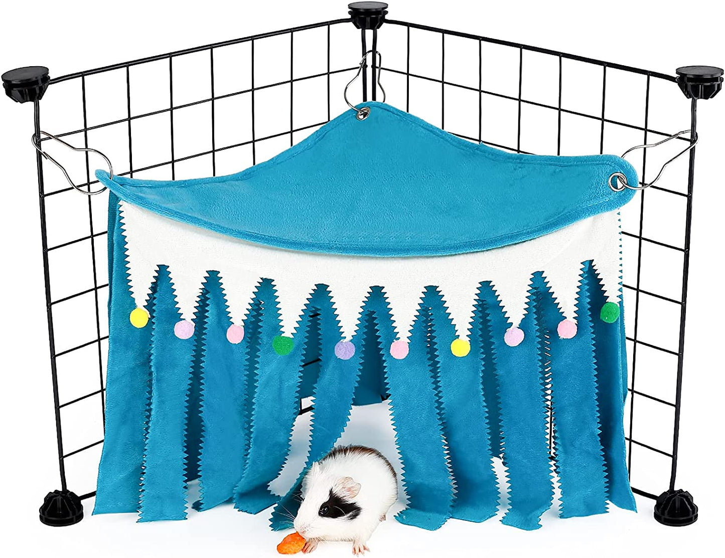 Guinea Pig Hideout - Cage Accessory for Guinea Pigs, Bunnies, Hamsters, Chinchillas, Rabbits without Metal Fences - Blue