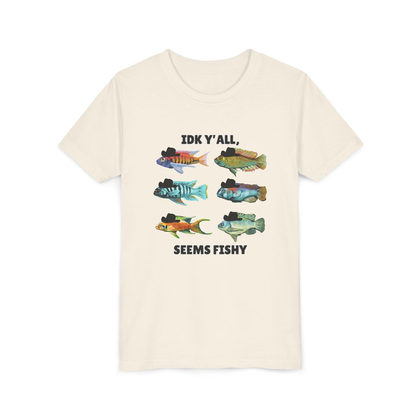 Youth Short Sleeve Tee - 'IDK Y'all, Seems Fishy' Funny Fishing Tee, Gift for Kids, Summer Outfit, Fishing