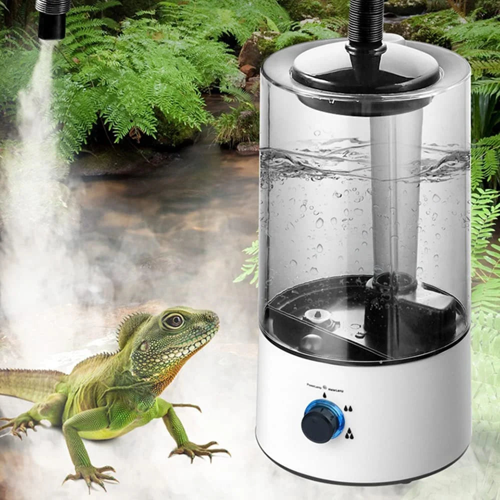 4L Electric Reptile Fogger Humidifier, Amphibians Chameleon Lizard Snake Tank Mister, Pet Fog Machine W/ 63" Adjustable Hose, Atomizer Sprayer GDAE10 for Home Farm Garden Yard AC110V