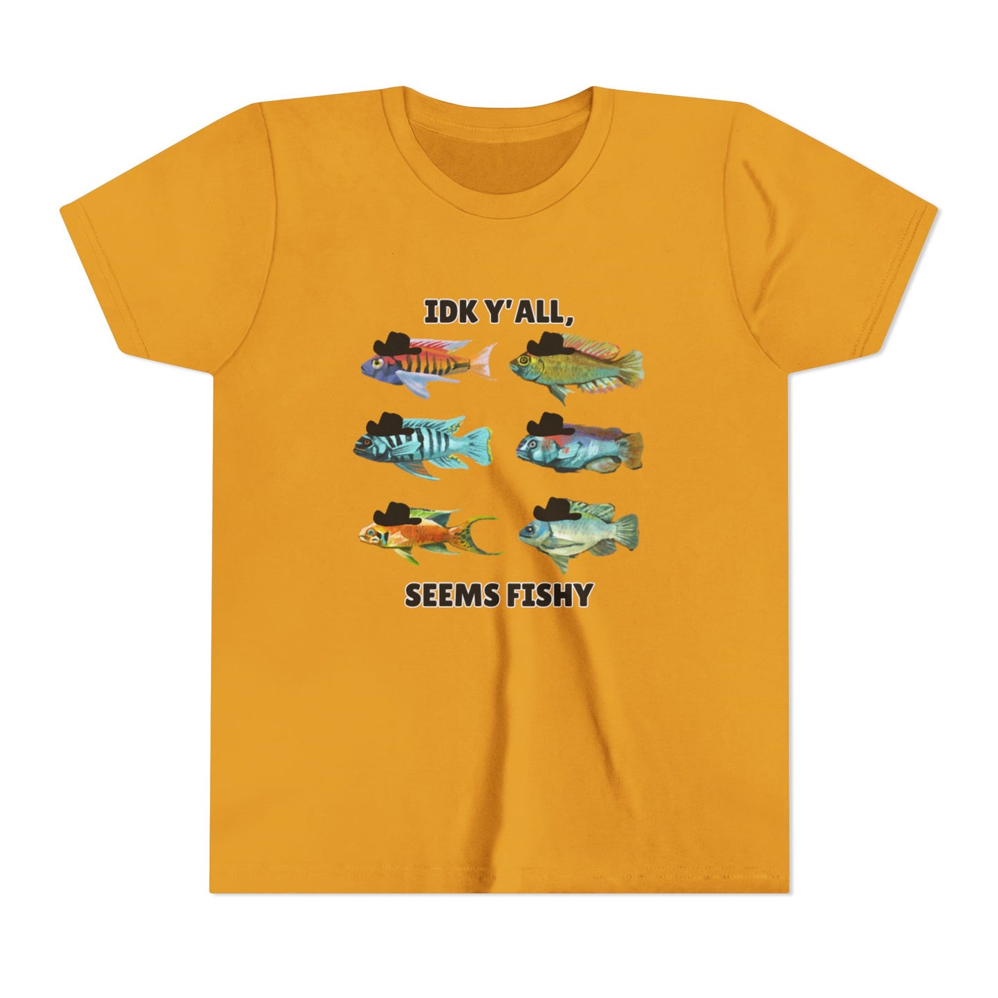 Youth Short Sleeve Tee - 'IDK Y'all, Seems Fishy' Funny Fishing Tee, Gift for Kids, Summer Outfit, Fishing