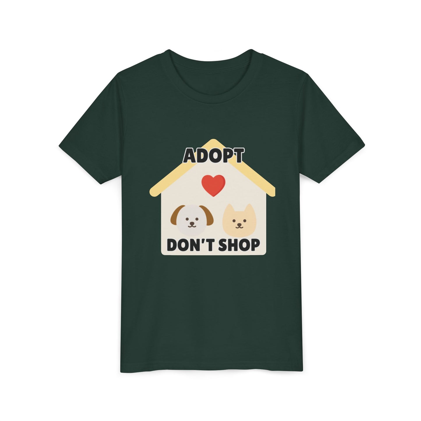 Adopt Don't Shop Youth Tee, Kid's Animal Love Shirt, Animal Rescue T-Shirt, Pet Adoption Awareness Tee, Gift for Dog and Cat Lovers
