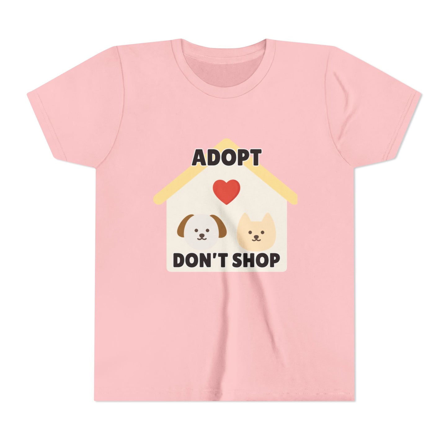 Adopt Don't Shop Youth Tee, Kid's Animal Love Shirt, Animal Rescue T-Shirt, Pet Adoption Awareness Tee, Gift for Dog and Cat Lovers