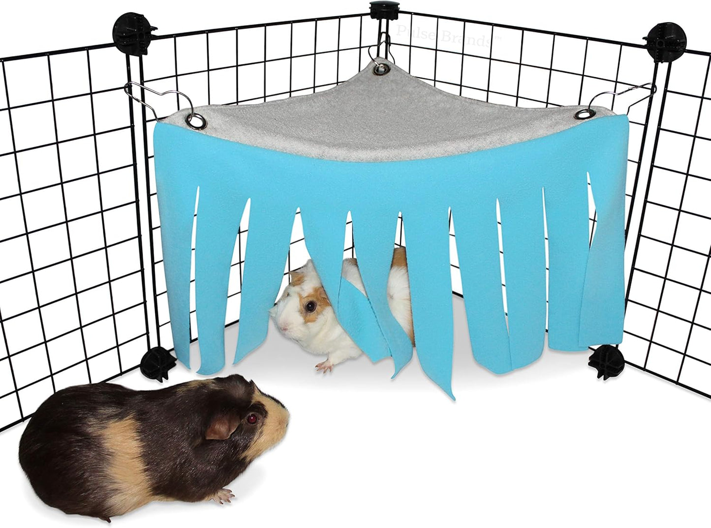 Corner Fleece Forest Hideout for Guinea Pigs, Ferrets, Chinchillas, Hedgehogs, Dwarf Rabbits and Other Small Pets - Accessories and Toys (Blue/Gray)