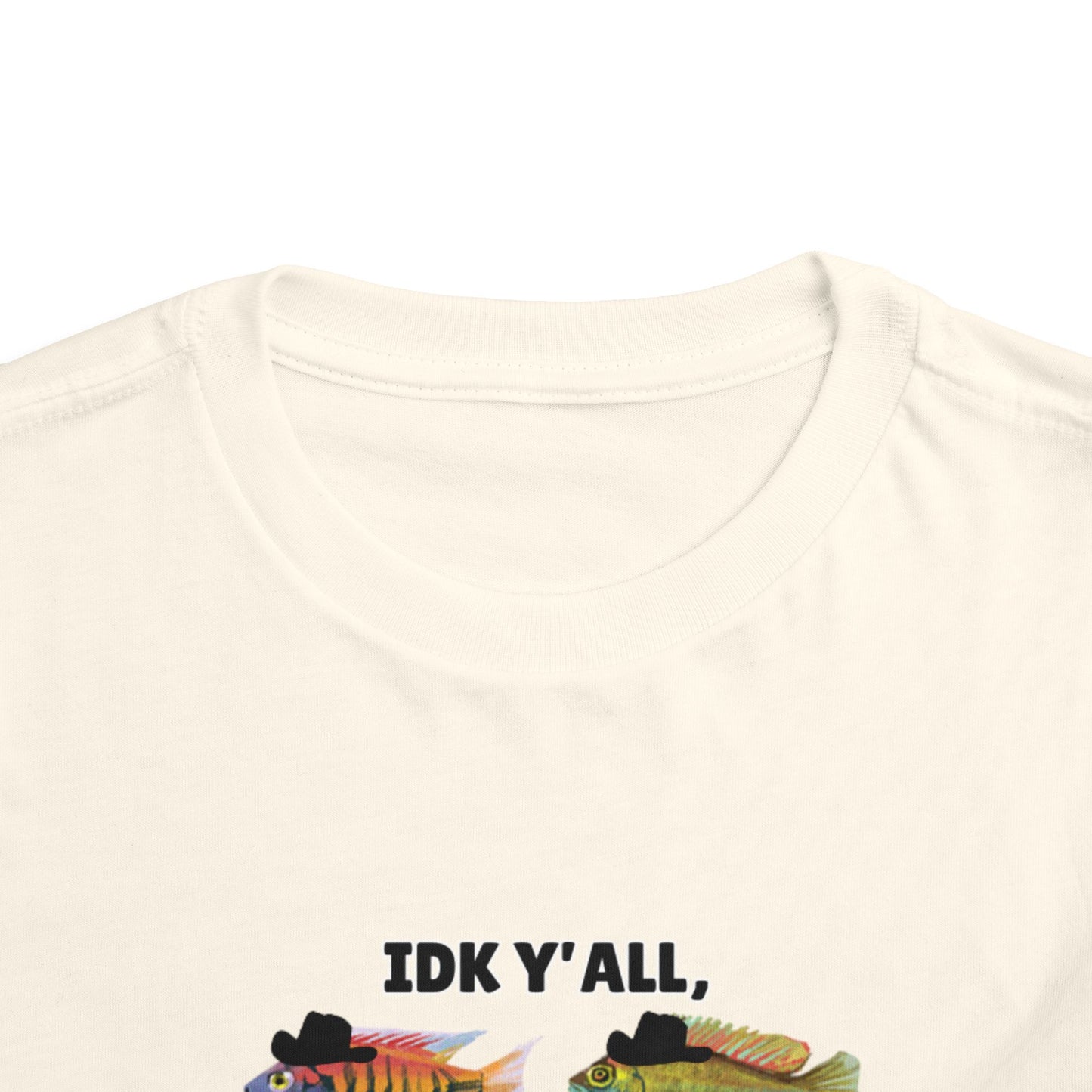 Toddler Sizes: IDK Y'all, Seems Fishy, Fish & Fishing Cowboy Hat Shirt, Short Sleeve Tee - 'IDK Y'all, Seems Fishy' Fun T-Shirt, Cute Kids Apparel, Summer Essentials