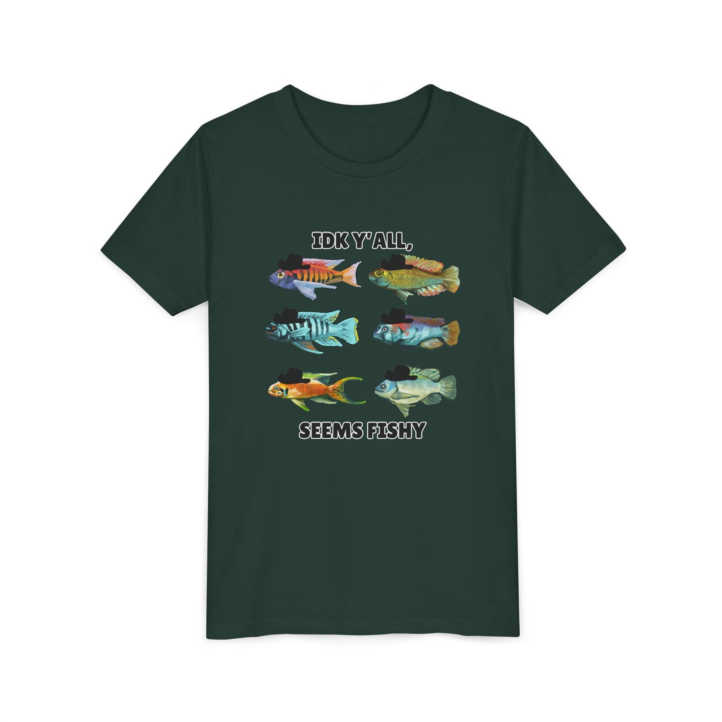 Youth Short Sleeve Tee - 'IDK Y'all, Seems Fishy' Funny Fishing Tee, Gift for Kids, Summer Outfit, Fishing