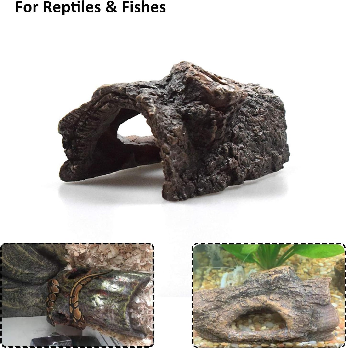 Aquarium Decoration Hollow Tree Trunk Fish Tank Decor, Betta Fish Ornament Artificial Resin Aquarium Log Fish Tank Decoration Wood with Holes & Fish Hideout Hiding Caves