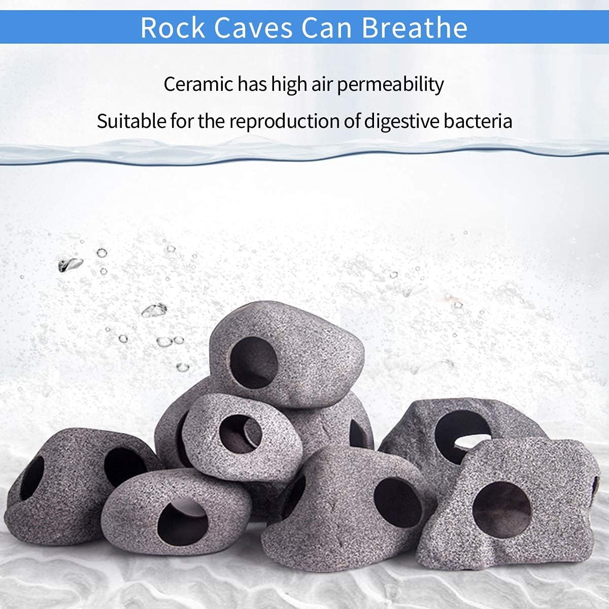 Ceramic Fish Tank Decorations, Betta Fish Tank Accessories Rock Caves, Stackable Aquarium Cichlid Cave, Betta Fish Hideout and House, Small Hiding Rock for Fish Bowl (Mountain Style)