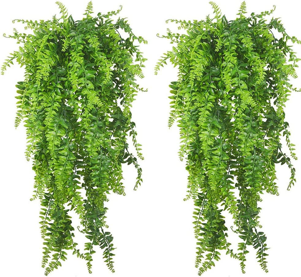 Reptile Plants Hanging Fake Vines Boston Climbing Terrarium Plant with Suction Cup for Bearded Dragons Lizards Geckos Snake Pets Hermit Crab and Tank Habitat Decorations (2 Pack)