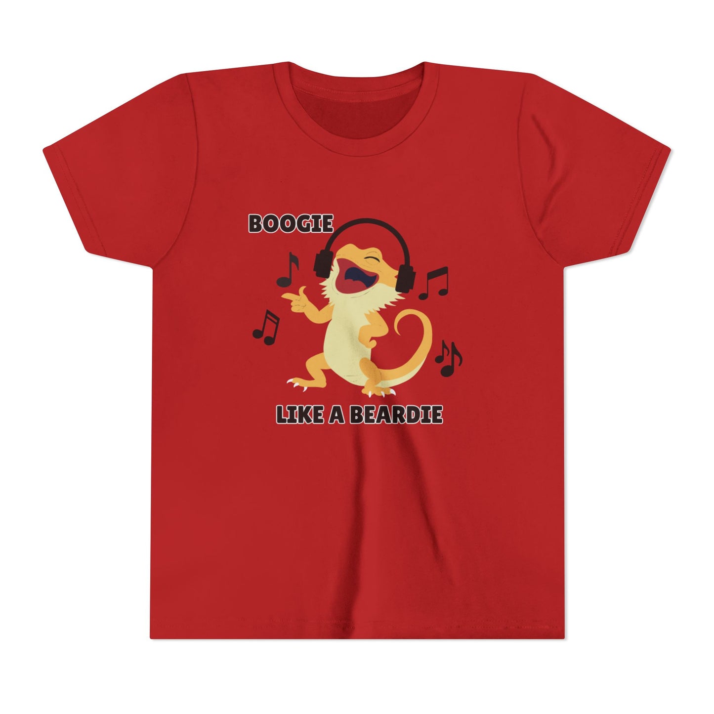 Boogie like a Beardie Bearded Dragon Youth Short Sleeve Tee with Fun Music Design, Kids Music Shirt, Casual Summer Top