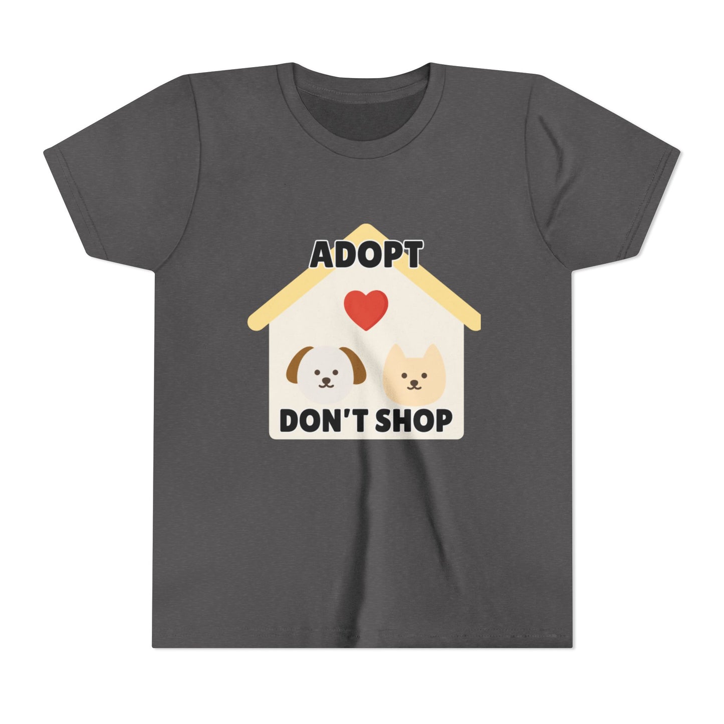 Adopt Don't Shop Youth Tee, Kid's Animal Love Shirt, Animal Rescue T-Shirt, Pet Adoption Awareness Tee, Gift for Dog and Cat Lovers