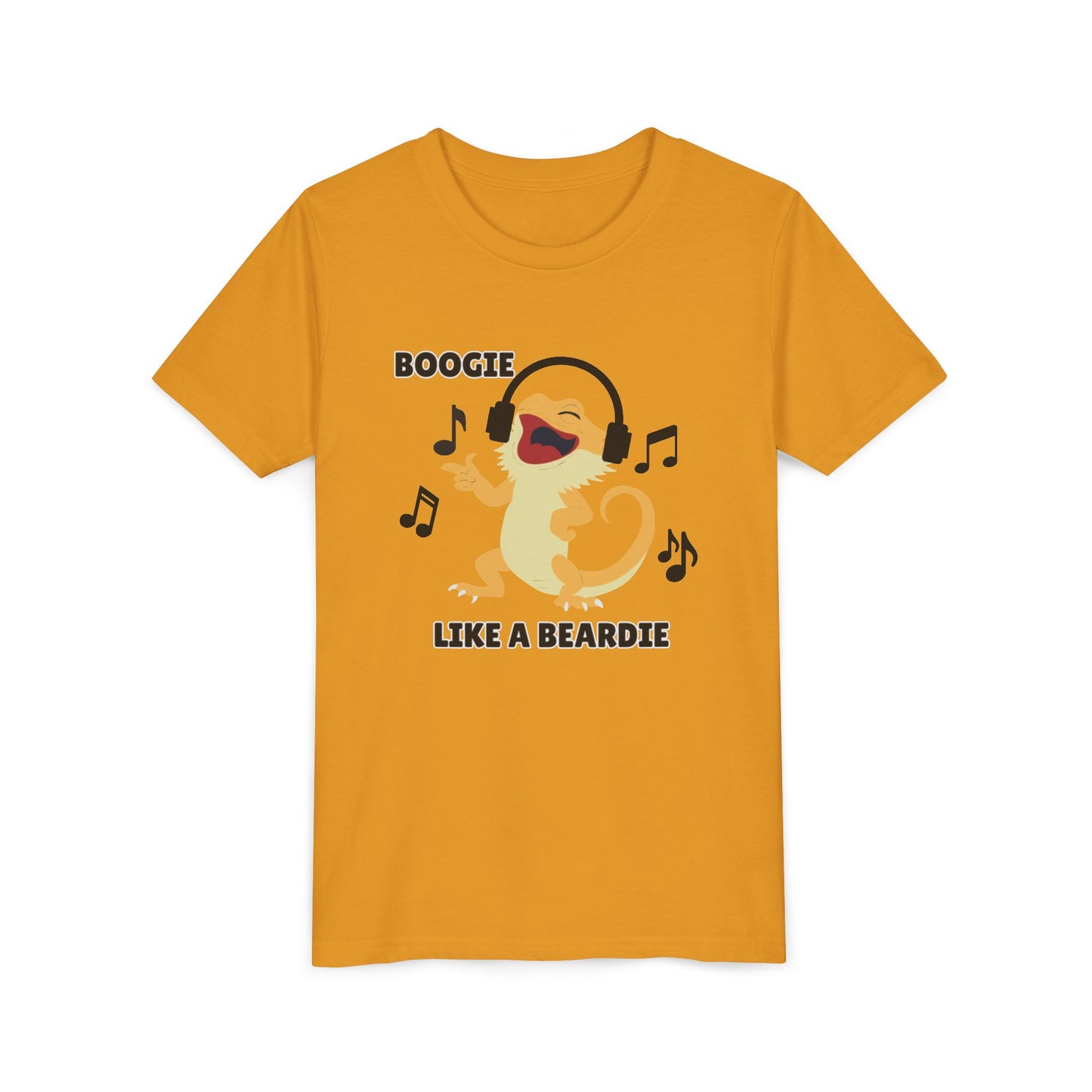 Boogie like a Beardie Bearded Dragon Youth Short Sleeve Tee with Fun Music Design, Kids Music Shirt, Casual Summer Top