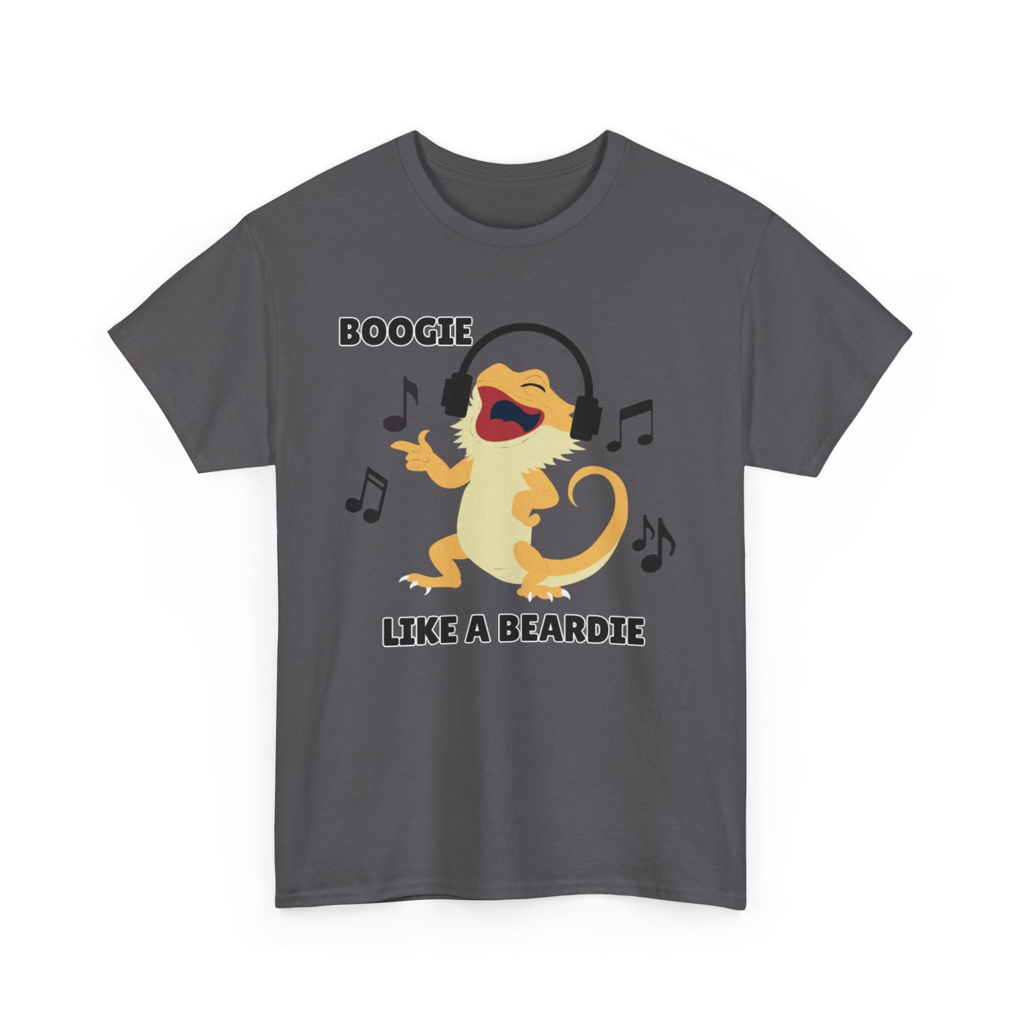 Adult Sizes: Boogie like a Beardie Bearded Dragon Unisex Heavy Cotton Tee with Fun Design - "Boogie Like a Beardie" Graphic, Music Lover Gift, Cute Shirt for Reptile Lovers