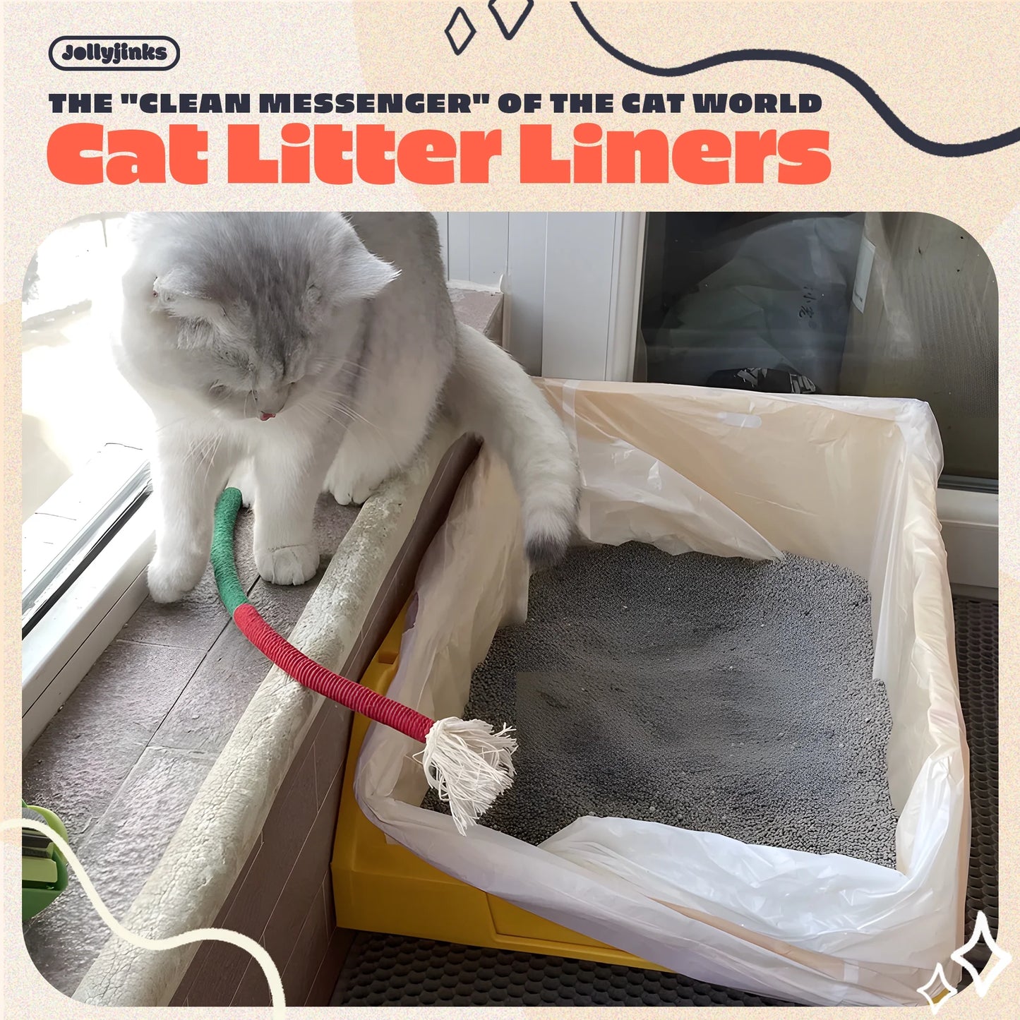 Cat Litter Bags, 100 Count Garbage Bags Drawstring Extra, Automatic Litter Trash Bags, Cat Litter Box for Self-Cleaning