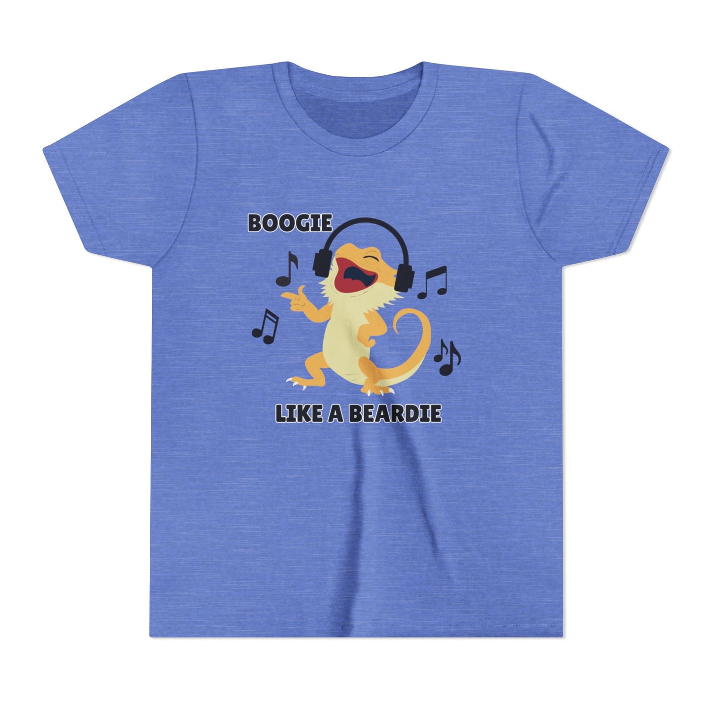 Boogie like a Beardie Bearded Dragon Youth Short Sleeve Tee with Fun Music Design, Kids Music Shirt, Casual Summer Top