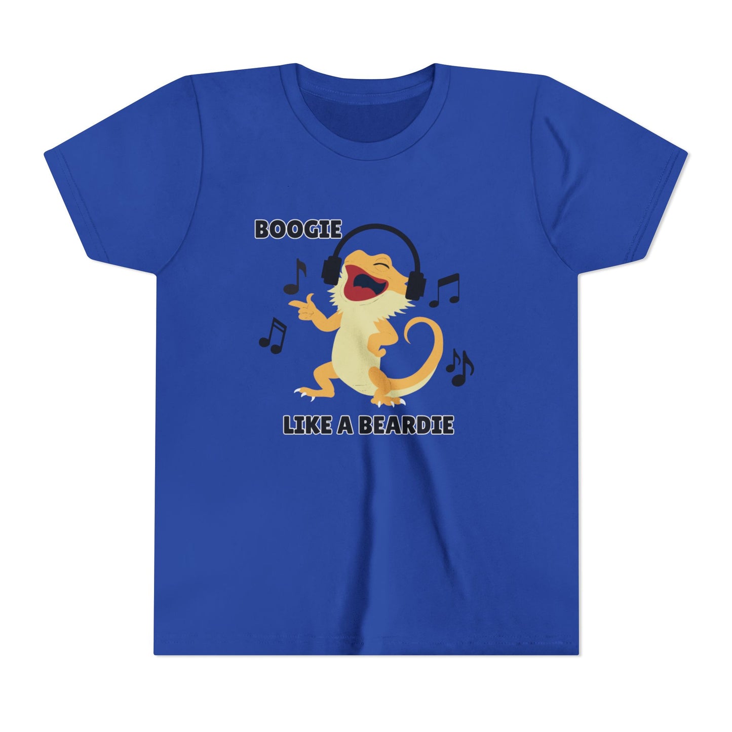 Boogie like a Beardie Bearded Dragon Youth Short Sleeve Tee with Fun Music Design, Kids Music Shirt, Casual Summer Top