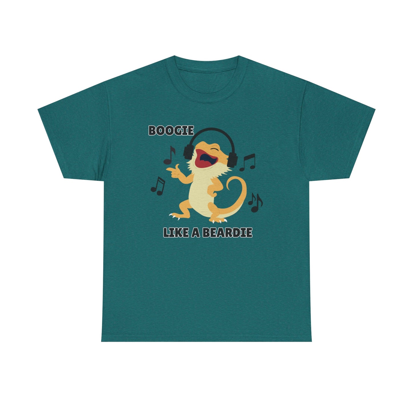 Adult Sizes: Boogie like a Beardie Bearded Dragon Unisex Heavy Cotton Tee with Fun Design - "Boogie Like a Beardie" Graphic, Music Lover Gift, Cute Shirt for Reptile Lovers