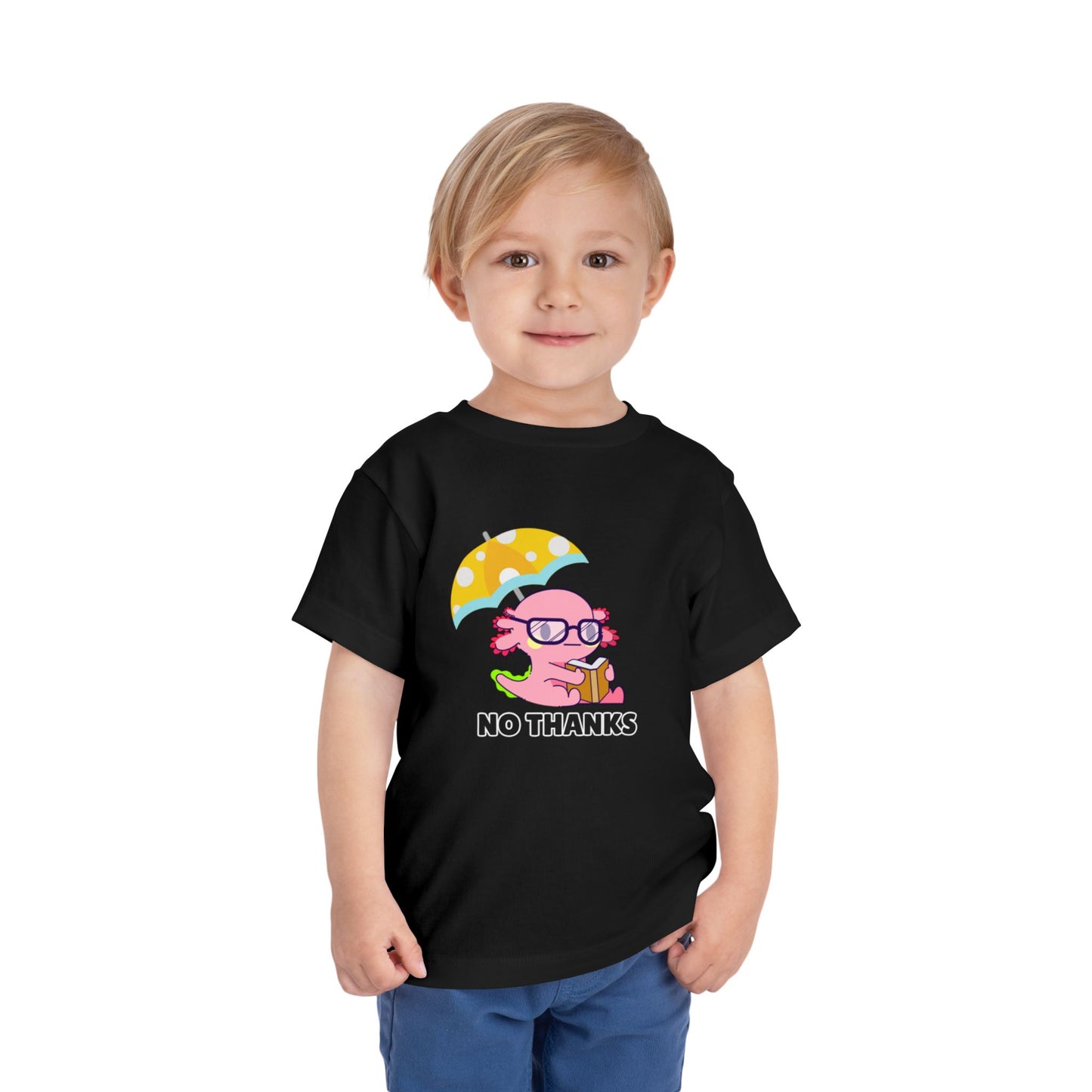 Toddler Sizes: Axolotl "No Thanks" Umbrella T-Shirt, Playful Toddler Tee - 'No Thanks' | Cute Kids Shirt, Funny Toddler Gift, Summer T-Shirt, Casual Wear, Kid's Clothing