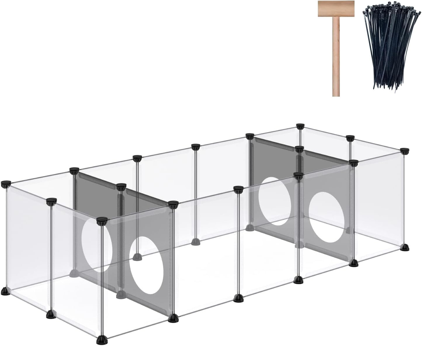 Rabbit Playpen, Guinea Pig Cages, Hamster Cages, Interesting Game Holes Design for Small Animal, Bunny, Ferret, Hedgehog, DIY, Expanded, Portable, Exercise Fence, 61.4 X 25.4 X 16.4 Inches