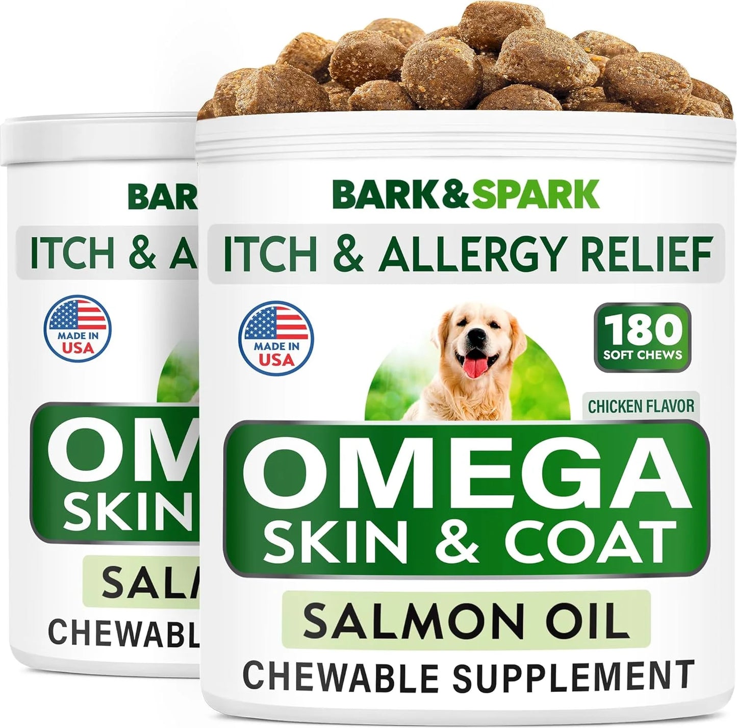 Omega 3 for Dogs - 360 Fish Oil Treats for Dog Shedding, Skin Allergy, Itch Relief, Hot Spots Treatment - Joint Health - Skin and Coat Supplement - EPA & DHA Fatty Acids - Salmon Oil