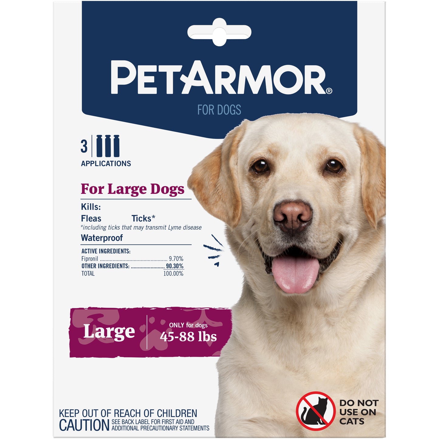Flea & Tick Treatment for Large Dogs, 45 to 88 Pounds, 3 Monthly Applications
