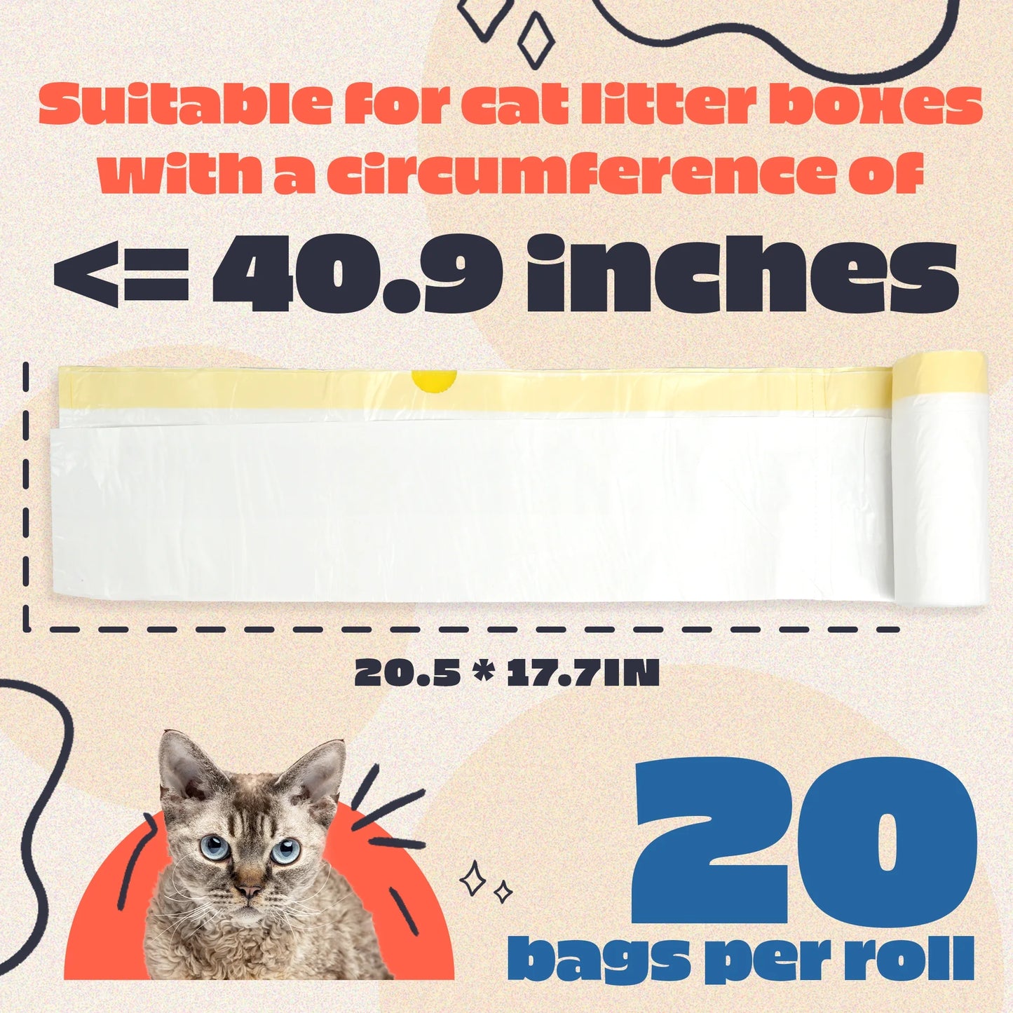 Cat Litter Bags, 100 Count Garbage Bags Drawstring Extra, Automatic Litter Trash Bags, Cat Litter Box for Self-Cleaning
