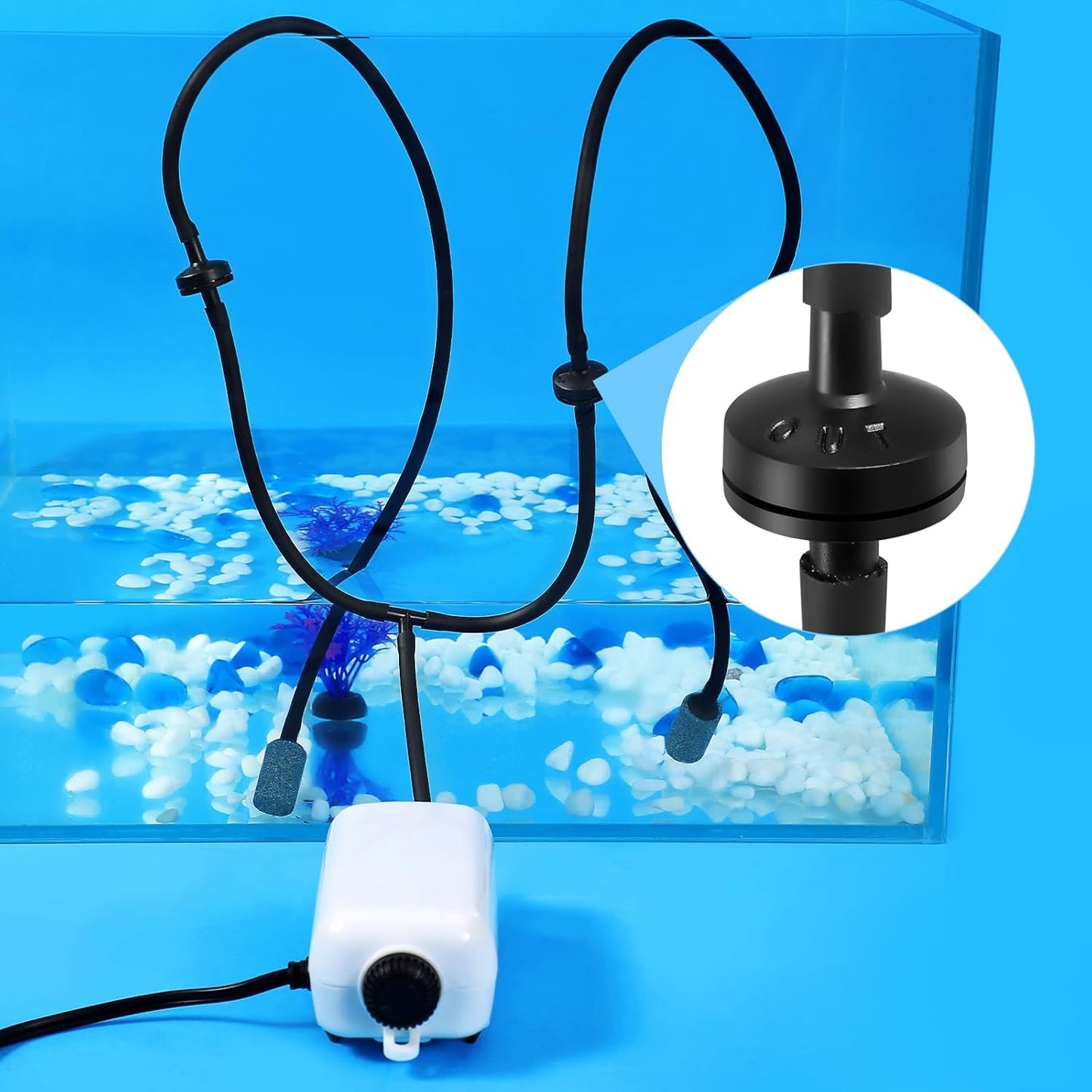 25 Feet Aquarium Airline Tubing, Standard 3/16" Tubing, Air Pump Accessories,With Air Stones, Check Valves, Suction Cups and Connectors (Black)