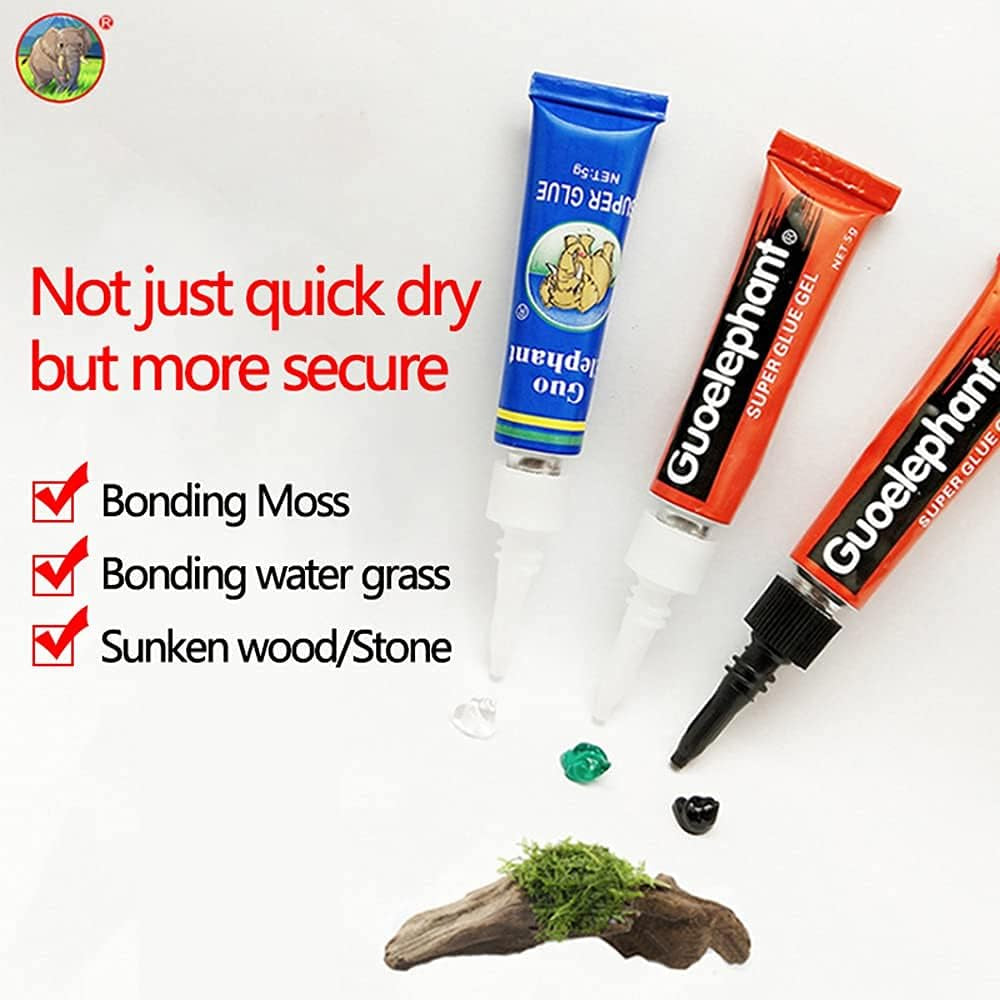 Aquarium Glue,2 Pcs Safe and Quick-Drying Aquascape Water Plant Glue for Corals Aquascaping Instant Glue for Plants, Moss, Coral, Stone, Wood,Coral, Non-Toxic, Fresh and Salt Water-Green Color