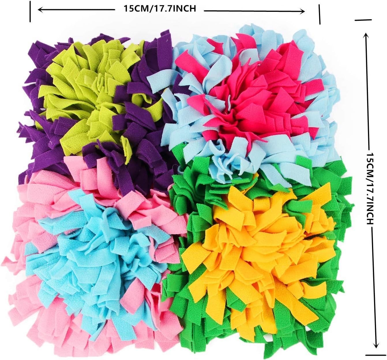 Miguo Pet Snuffle Mat Dog Slow Feeding Mat, Pet Puzzle Toys Durable Interactive Dog Toys Encourages Natural Foraging Skills Middle Dogs Puppy Rabiit Machine Washable (Colourful Square)