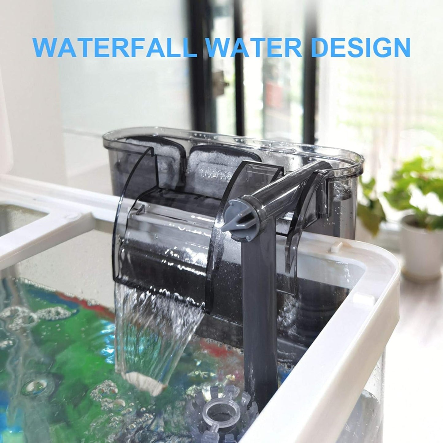 Fish Tank Filter for Aquariums, Ultra Quiet Hang on Aquarium Filters Waterfall Water Adjustable Filter for 5 To15 Gallons Small Fish Tank