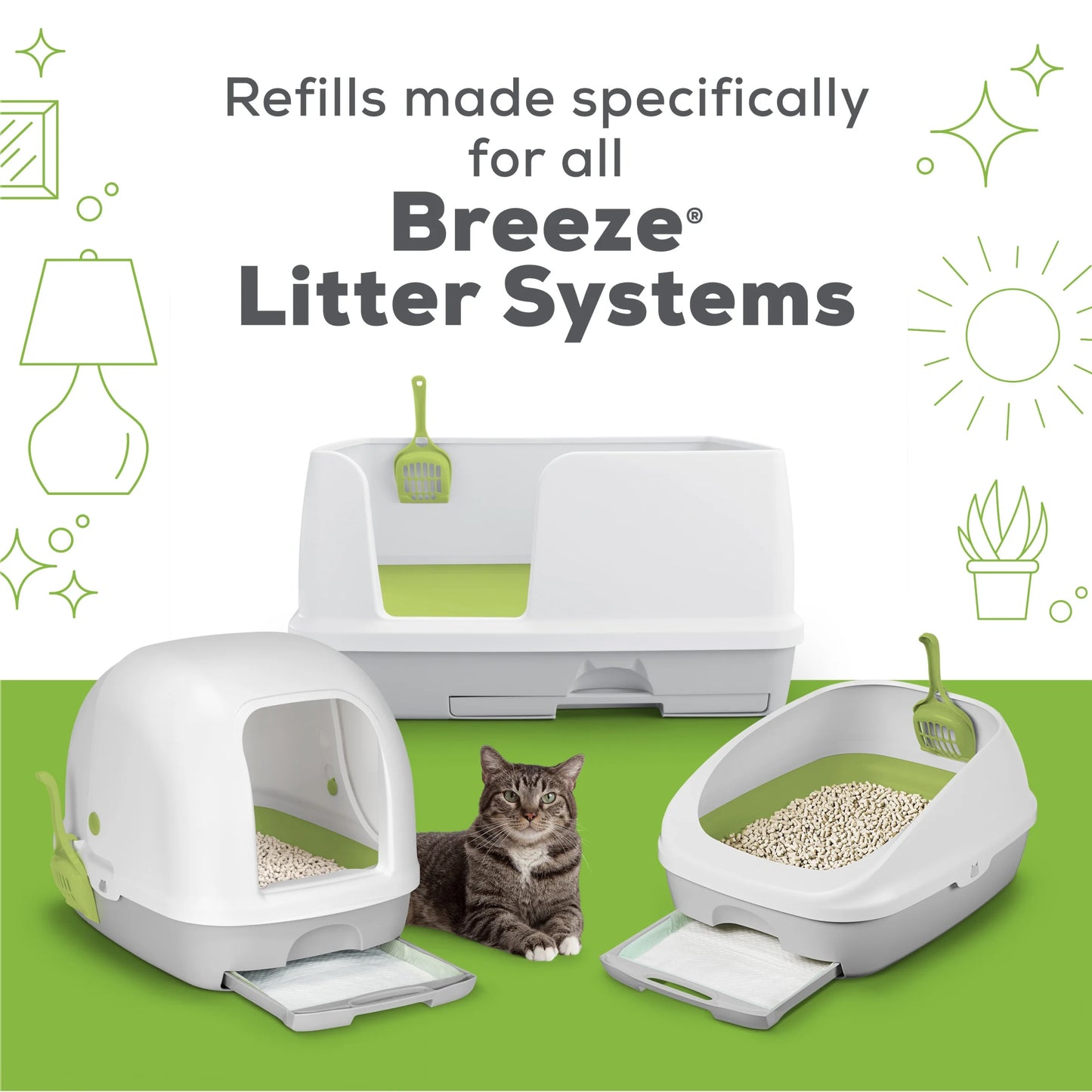(10 Pack) Breeze Absorbent Cat Litter Pads, 24/7 Odor Control, Refill Pack, 10 Ct. Pouch