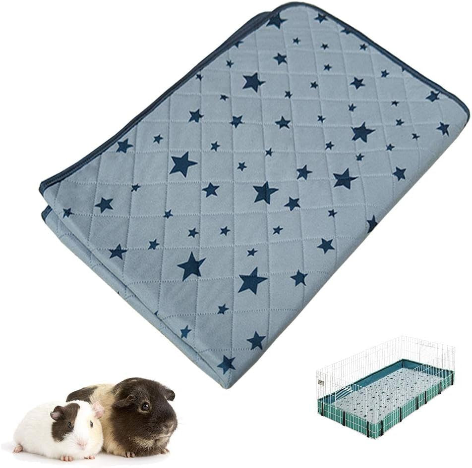 Guinea Pig Cage Liners, Absorbent Washable Reusable Guinea Pig Fleece Bedding for Midwest and C&C Cages with Leakproof Bottom. Starprint 1, for Midwest, 2 Pack