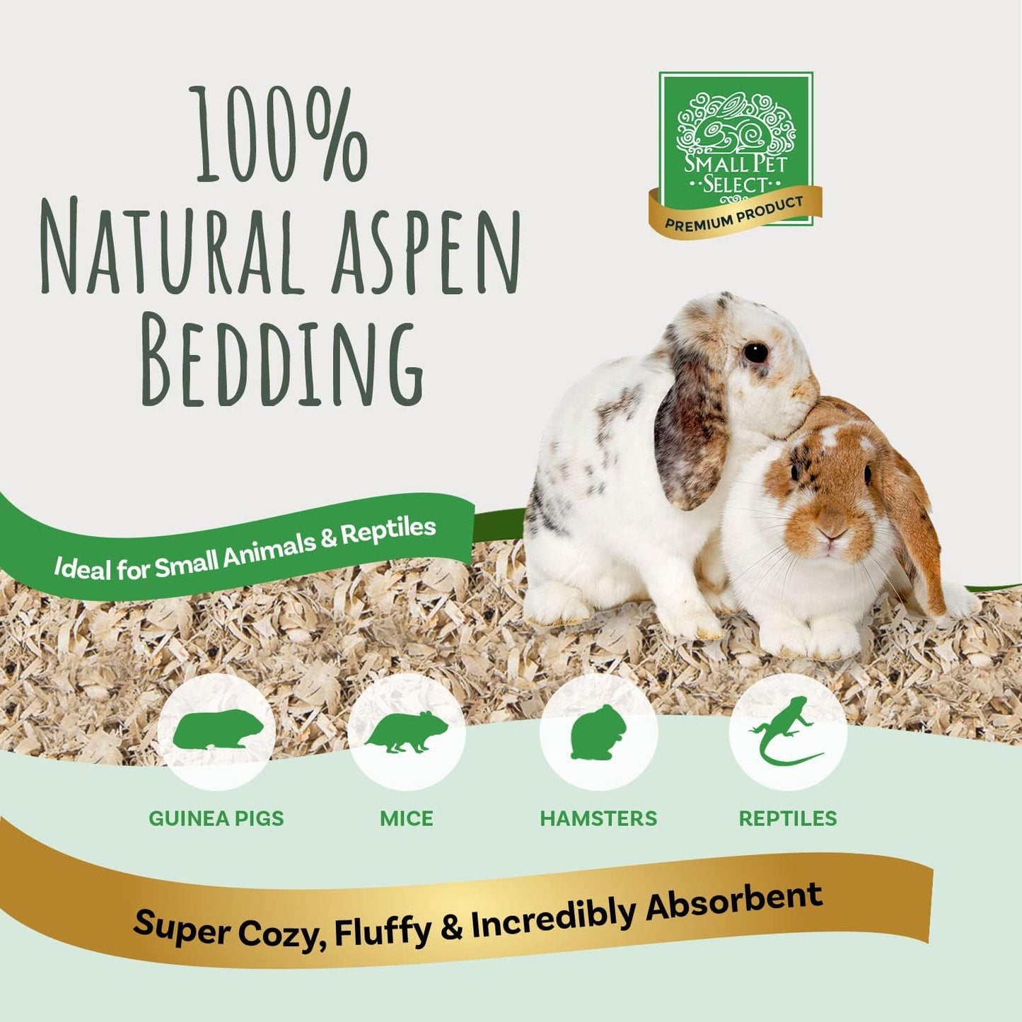 Premium Natural Aspen Bedding, Animal Bedding for Small Indoor and Outdoor Pets, Made in the USA, Jumbo Size 141 L Pack
