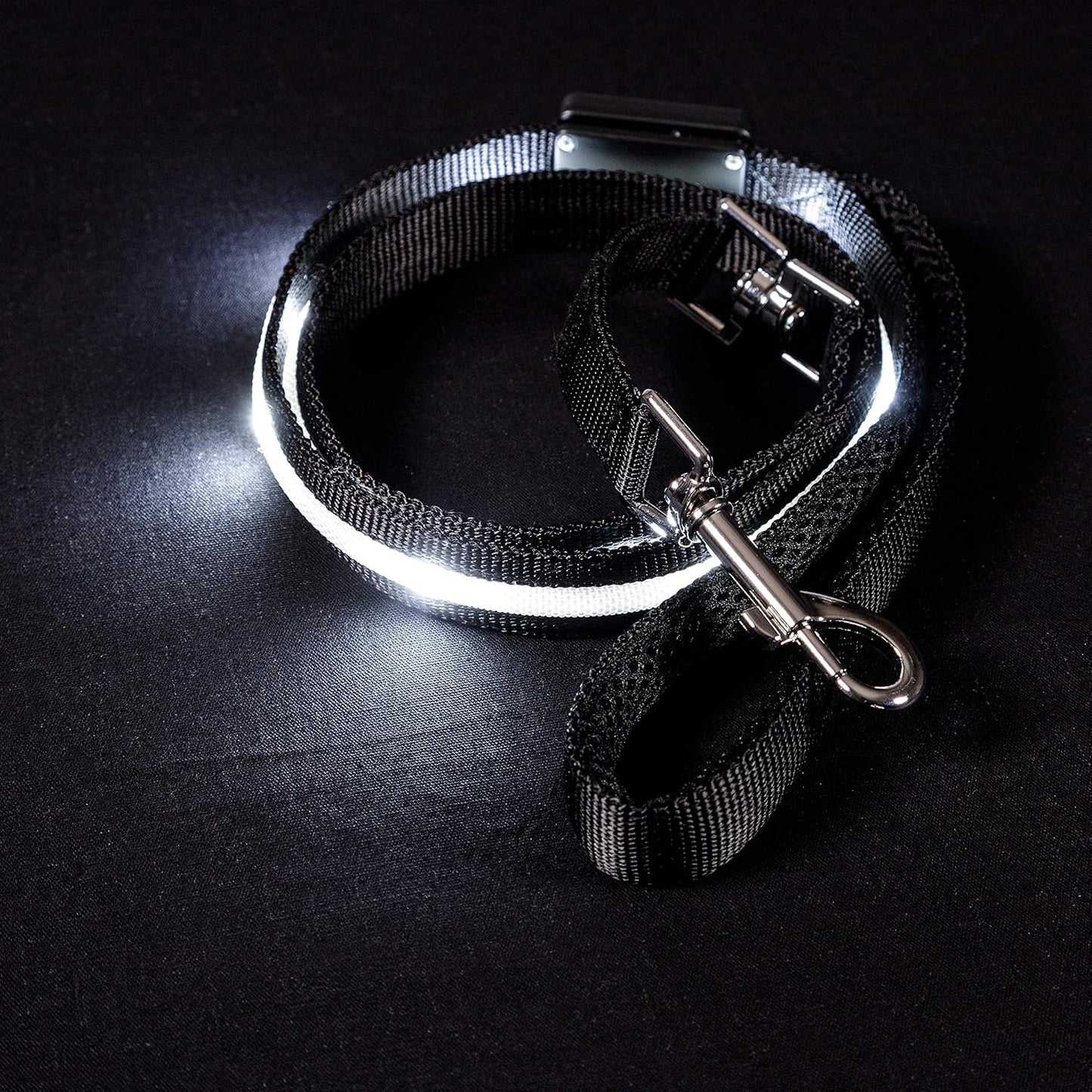 Light up Dog Leash LED Dog Leash - 1,000 Feet of Visibility - USB Rechargeable Waterproof Glow in the Dark Dog Leash - 4 Foot, Black
