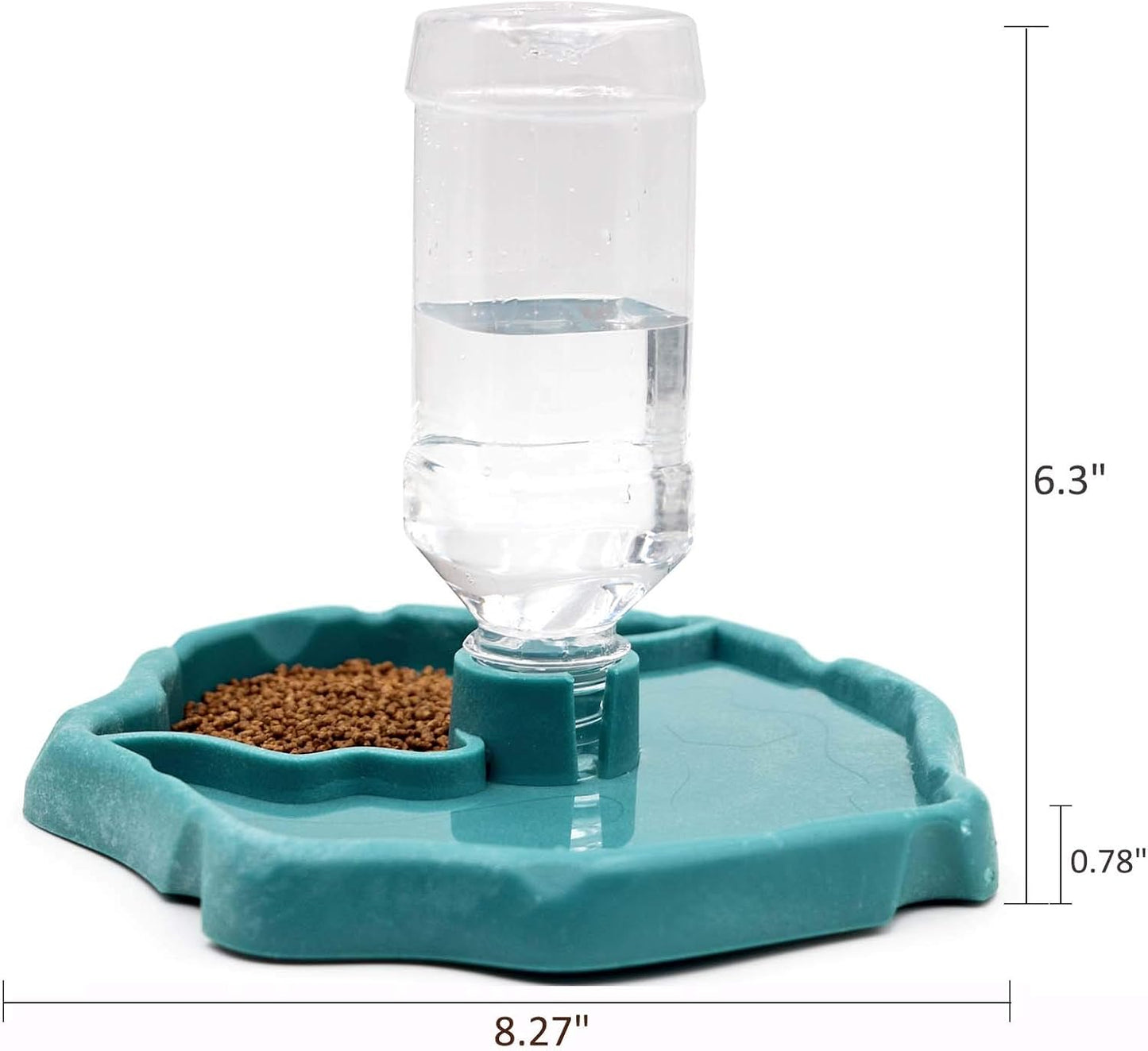Automatic Reptile Feeder - Food and Water Dish Bowl with Bottle Tortoise Turtle Water Dispenser for Bearded Dragon Gecko Lizard (Blue)