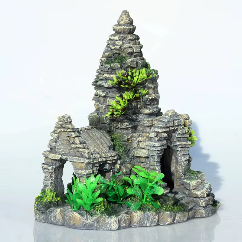 Ancient Buddha Temple Cambodia Four-Faced Shelter House Decor for Aquarium Castle Decoration Aquascaping
